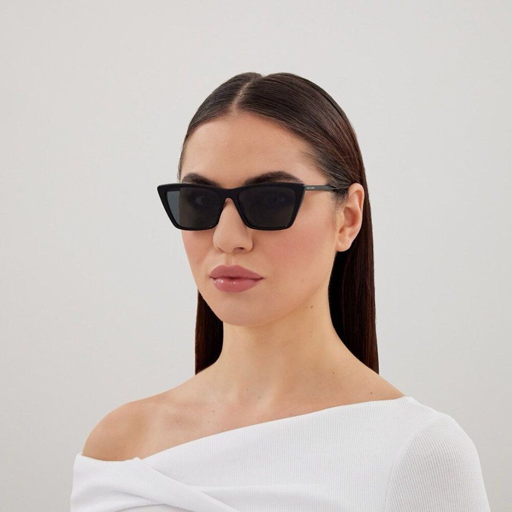 Saint Laurent Women Sunglasses Black Cat Eye SL737 MICA THIN 001 BRAND NEW - Picture 6 of 15